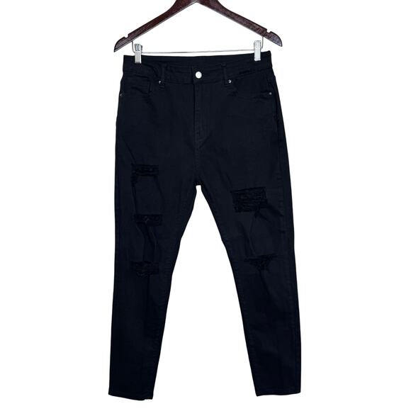 Women's Rocker Size XL Black Distressed Skinny Jeggings - Picture 1 of 11